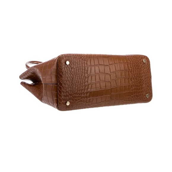 Smythson Brown Croc-Embossed Tote - Picture 5 of 7